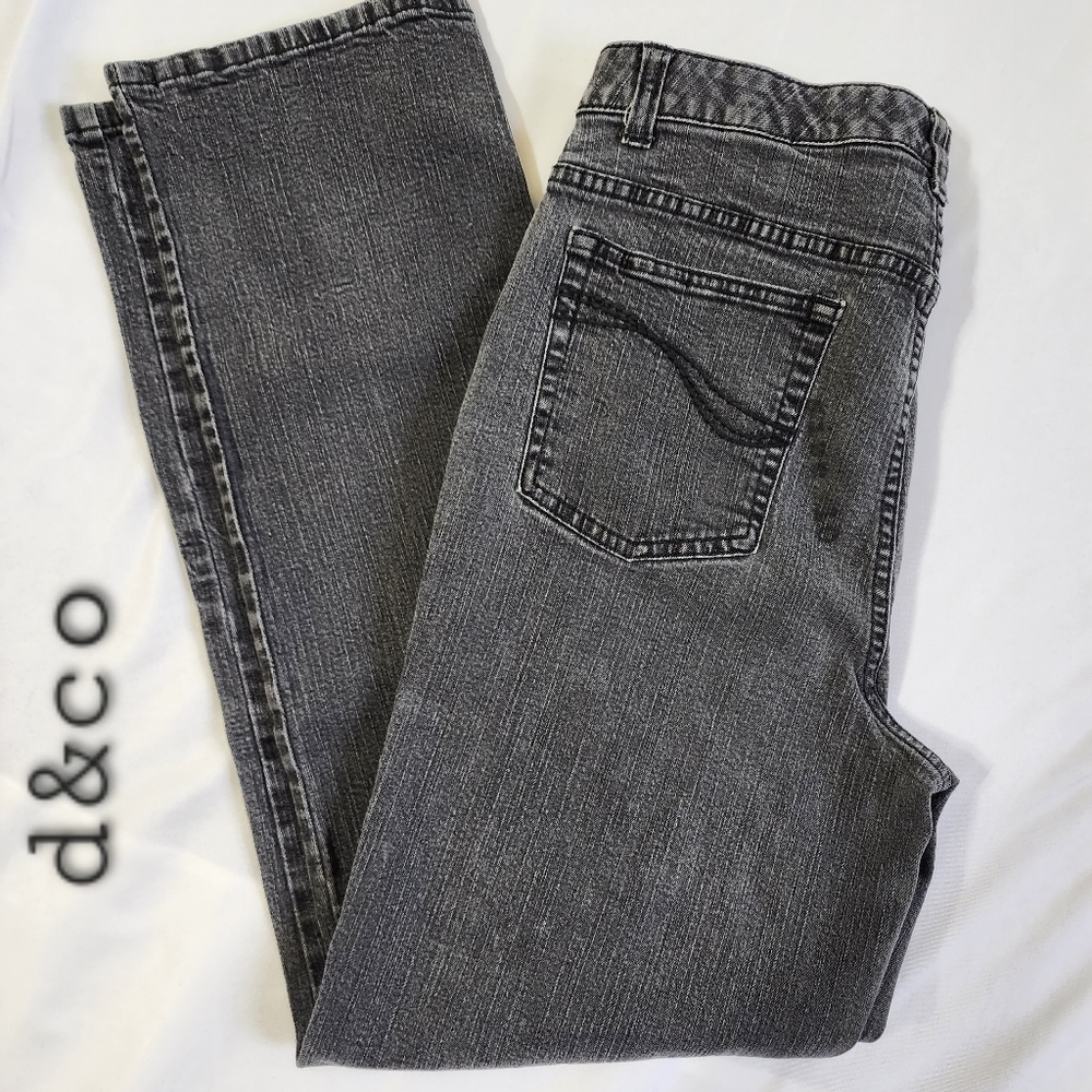 D&co jeans black denim faded size 10